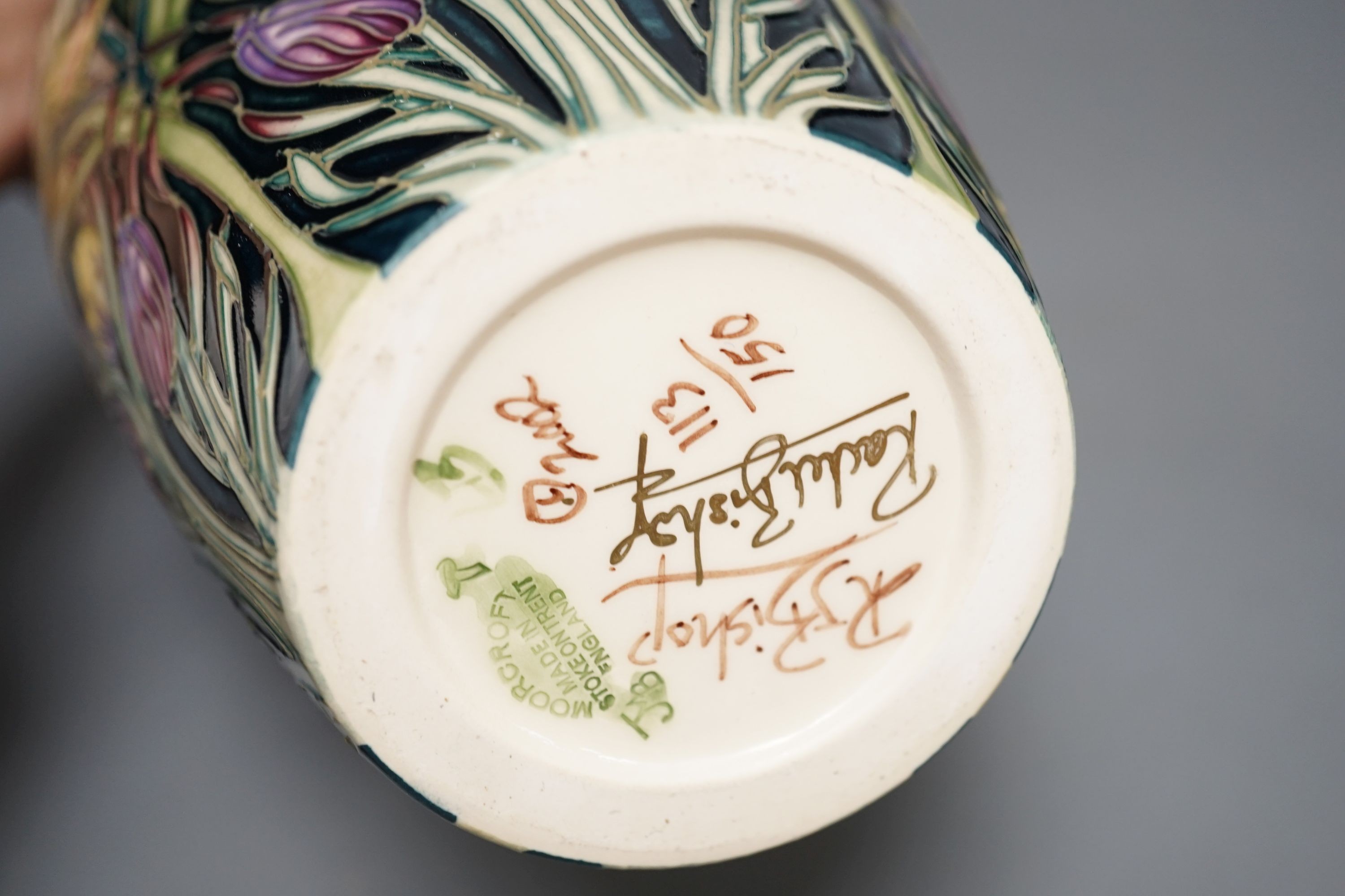 A Moorcroft Ode to Spring pattern ovoid vase, dated 2002, signed Rachel Bishop, limited-edition 113/150, in original box